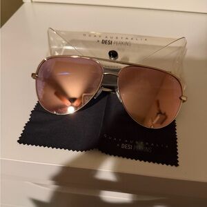 Quay Australia Rose-Tinted Aviator Sunglasses